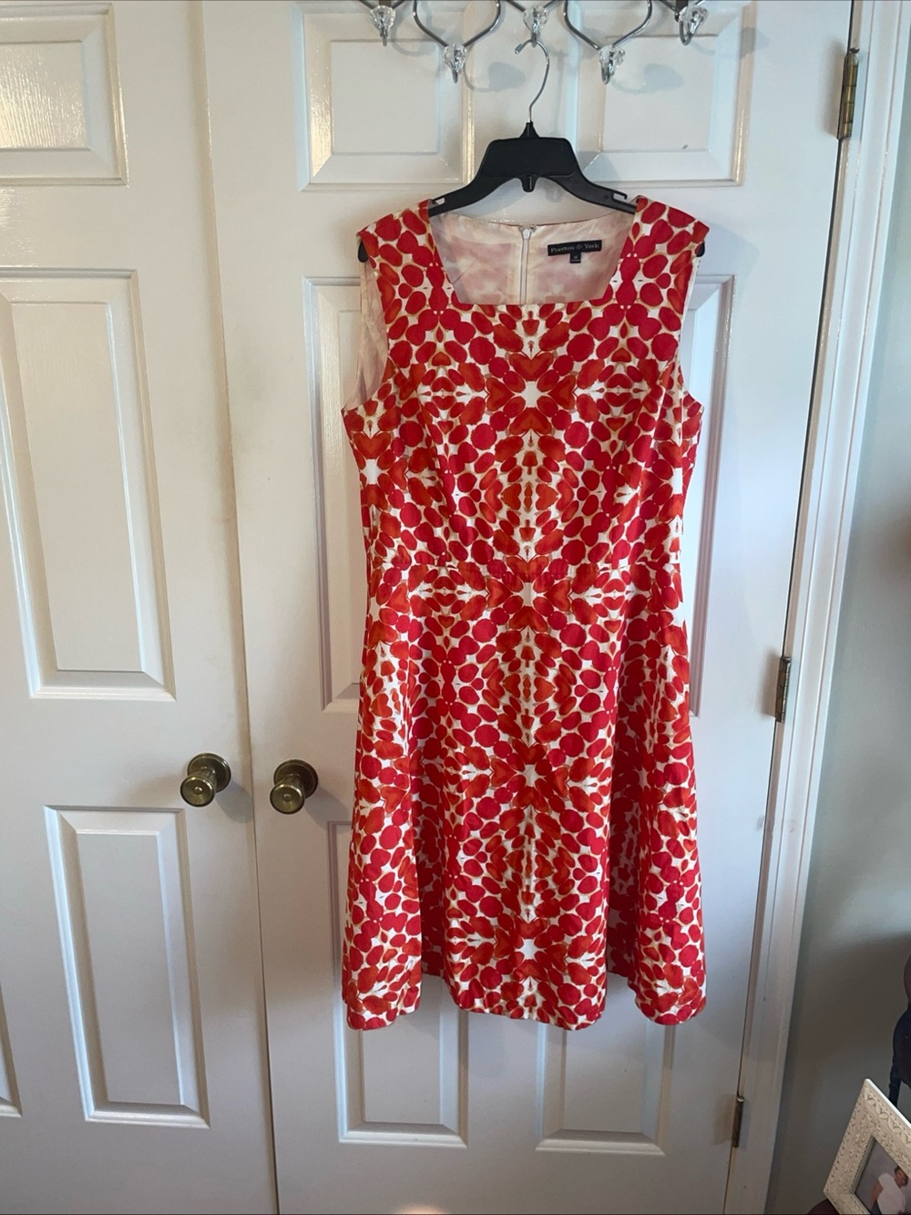 Preston & York Orange and White  Midi Dress Size 14
